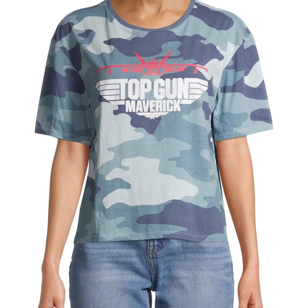 Top Gun Maverick Camo Cropped Tee Juniors Size XL